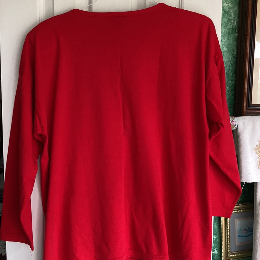 VTG. CACTUS CA. XL red fringed top w/thin shoulder pads, 3/4 sleeves $15 - Picture 2 of 4